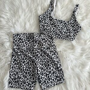 Forever 21 Leopard Print Crop Top and Shorts Set